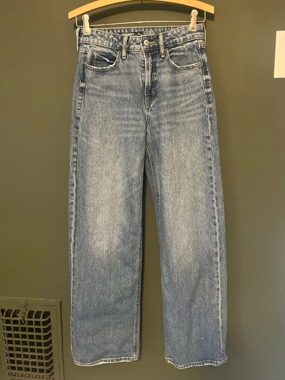 Old Navy Extra High-Rise Sky-Hi Wide Leg Distressed Pockets Women’s Blue Jeans 0 - Picture 1 of 10